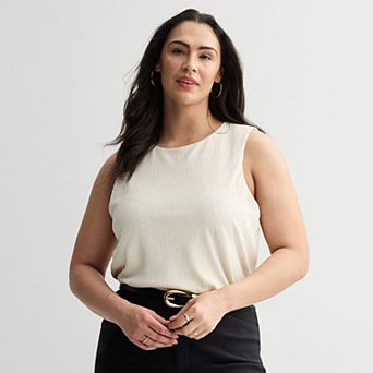 Plus Size Nine West Texture Pleated Knit Top