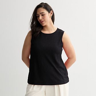 Plus Size Nine West Texture Pleated Knit Top