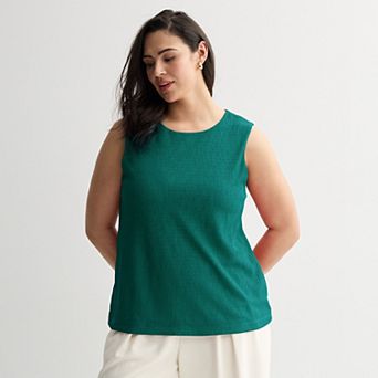 Plus Size Nine West Texture Pleated Knit Top