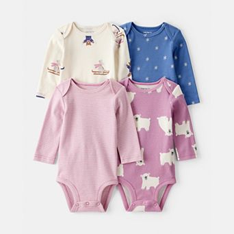 Baby Girl Carter's 4-Pack Polar Bear Print Long-Sleeve Bodysuits