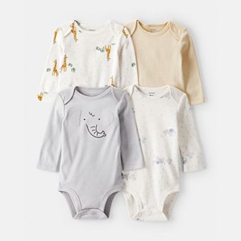 Baby Carter's 4-Pack Safari Print Long-Sleeve Bodysuits