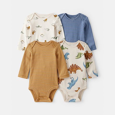 Boy Baby Boy Carter's 4-Pack Dinosaur Print Long-Sleeve Bodysuits