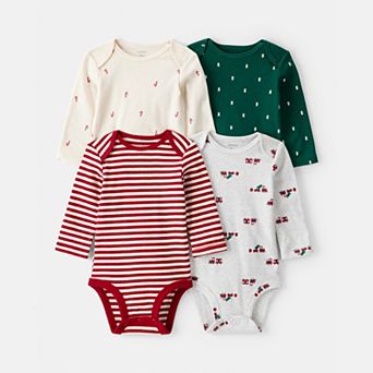 Baby Boy Carter's 4-Pack Christmas Print Long-Sleeve Bodysuits