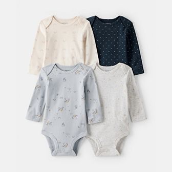 Baby Girl Carter's 4-Pack Unicorn & Star Print Long-Sleeve Bodysuits