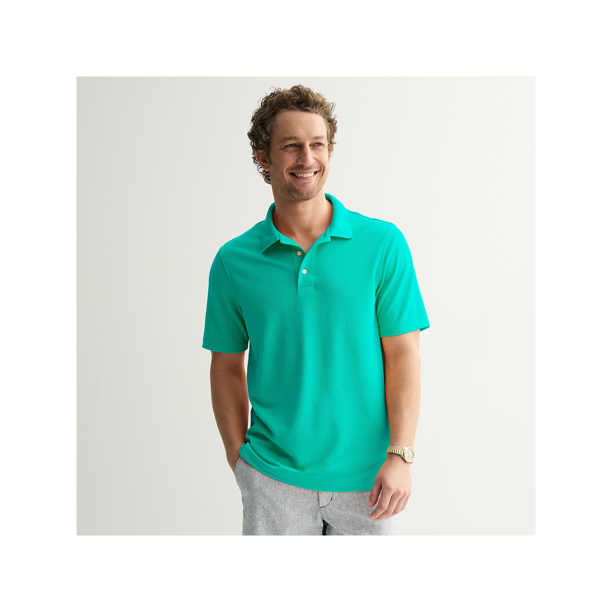 Mens Croft & Barrow® Solid Pique Polo, Size: Small, Cockatoo