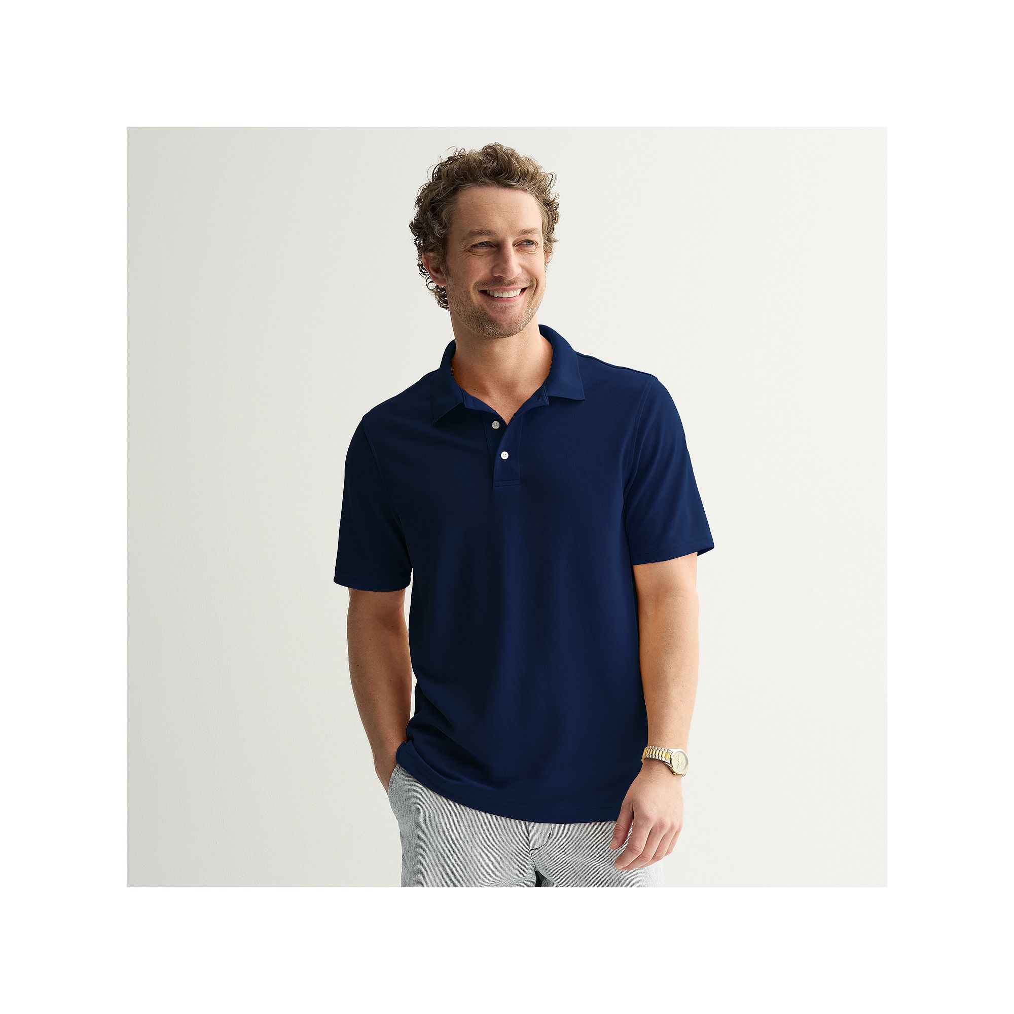 Mens Croft & Barrow® Solid Pique Polo, Size: Small, Nightlife Blue