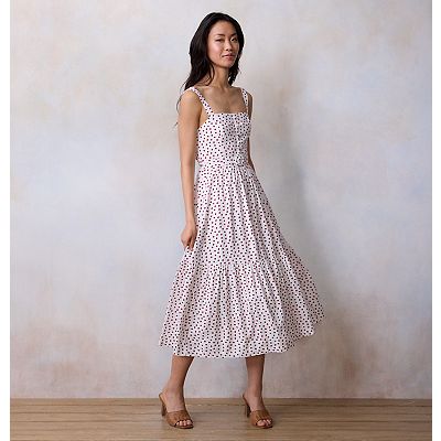 knee length dresses for ladies Zimmermann Awaken Chambray Floral Picnic Midi Dress main image 1