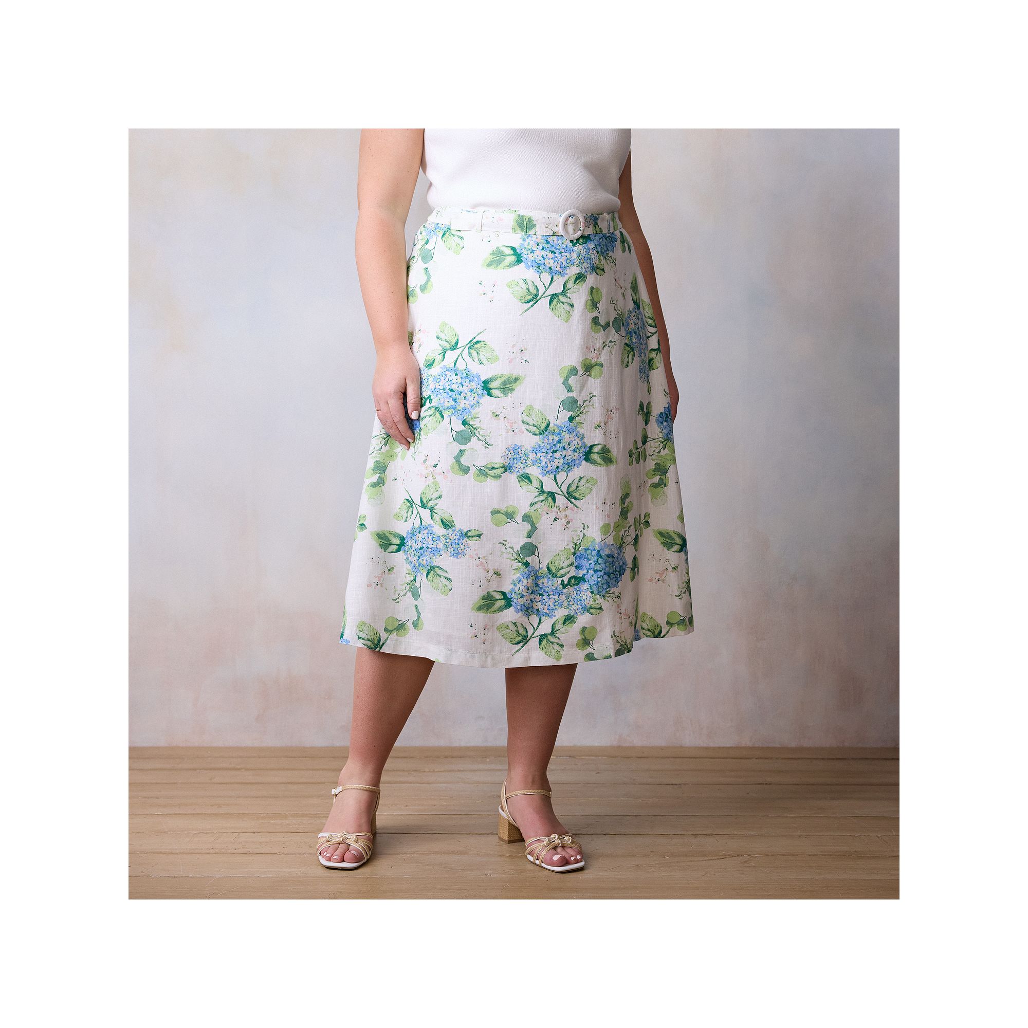 Plus Size LC Lauren Conrad Self Belt Midi Skirt With Buckle, Womens, Size: