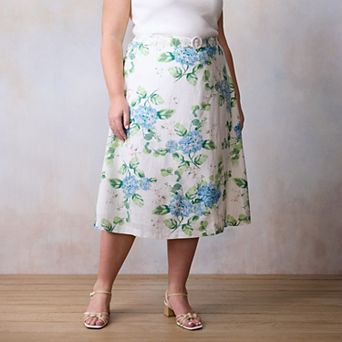Plus Size LC Lauren Conrad Self Belt Midi Skirt With Buckle