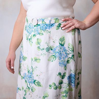 Plus Size LC Lauren Conrad Self Belt Midi Skirt With Buckle