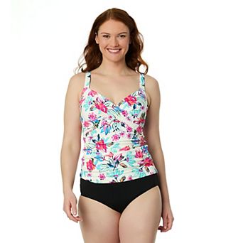 Women's Lands' End Shirred Twist Framed Twofer Tankini Swim Top