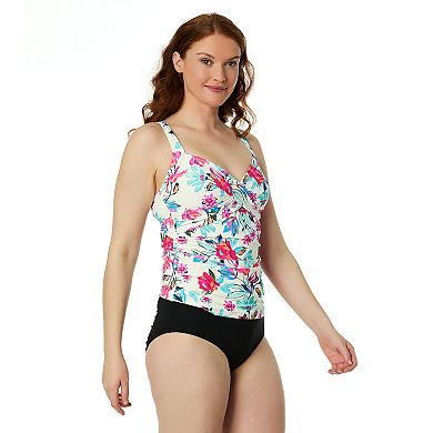 Women's Lands' End Shirred Twist Framed Twofer Tankini Swim Top