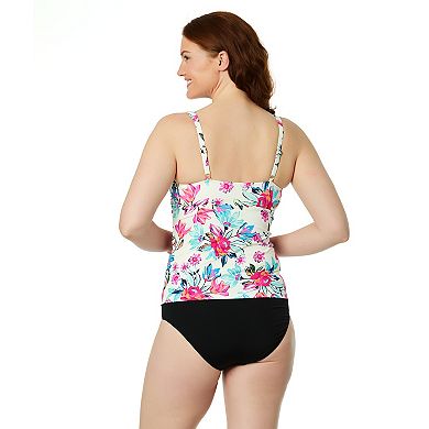 Women's Lands' End Shirred Twist Framed Twofer Tankini Swim Top