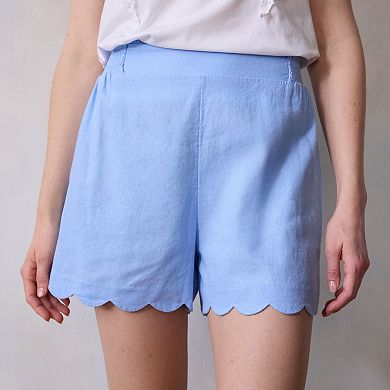 Women’s LC Lauren Conrad Super High Rise Smocked Scalloped Shorts
