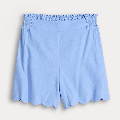 Women’s LC Lauren Conrad Super High Rise Smocked Scalloped Shorts