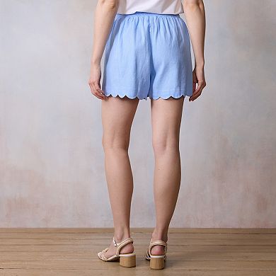 Women’s LC Lauren Conrad Super High Rise Smocked Scalloped Shorts