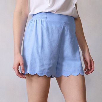 Women’s LC Lauren Conrad Super High Rise Smocked Scalloped Shorts