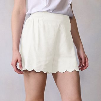 Women’s LC Lauren Conrad Super High Rise Smocked Scalloped Shorts