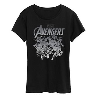 Women's Marvel Avengers Monochrome Group Graphic Tee