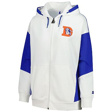 Women's Starter White Denver Broncos Scrimmage Full-Zip Hoodie