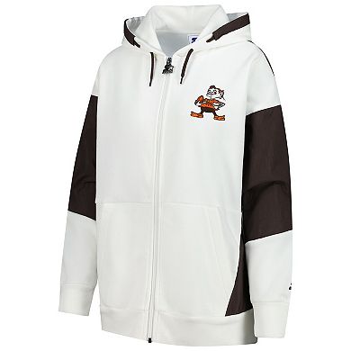 Women's Starter White Cleveland Browns Scrimmage Full-Zip Hoodie