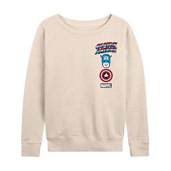 Women's Marvel Captain America Icons Left Chest French Terry Long Sleeve Tee