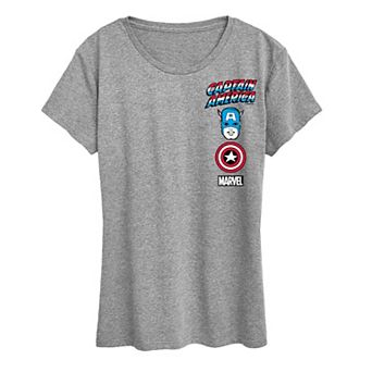 Women's Marvel Captain America Icons Left Chest Graphic Tee