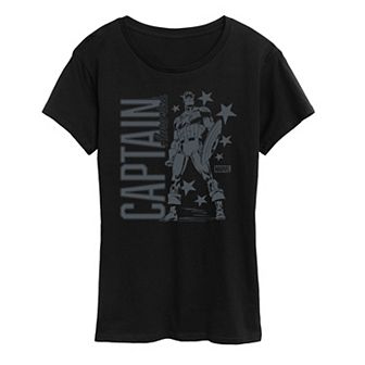 Women's Marvel Captain America Monochrome Graphic Tee