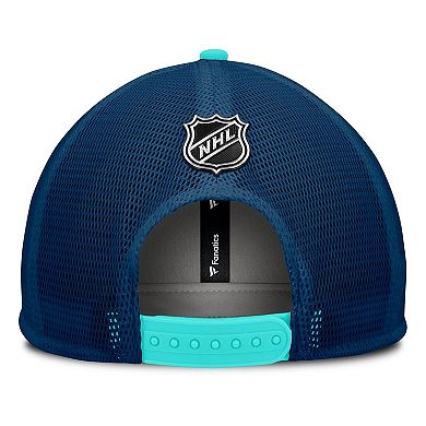 Men's Fanatics White/Deep Sea Blue Seattle Kraken Authentic Pro Hometown Rink Foam Trucker Snapback Hat