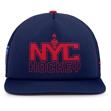 Men's Fanatics Navy/Red New York Rangers Authentic Pro Hometown Rink Foam Trucker Snapback Hat