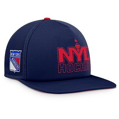 Men's Fanatics Navy/Red New York Rangers Authentic Pro Hometown Rink Foam Trucker Snapback Hat