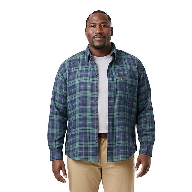 Big & Tall IZOD Stratton Flannel Long Sleeve Button-Down Shirt, Men's, Size: 2XB, Medieval Blue