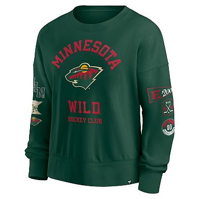 Women's Fanatics Green Minnesota Wild Go Team Pullover Sweatshirt
