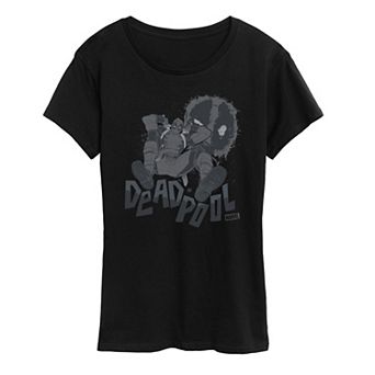 Women's Marvel Deadpool Monochrome Graphic Tee