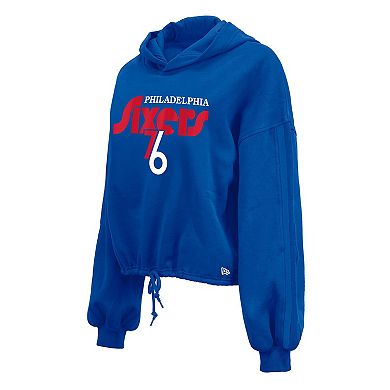 Women's New Era Royal Philadelphia 76ers 2024/25 City Edition Cropped Pullover Hoodie