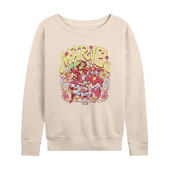 Women's Marvel Vintage Floral French Terry Long Sleeve Tee