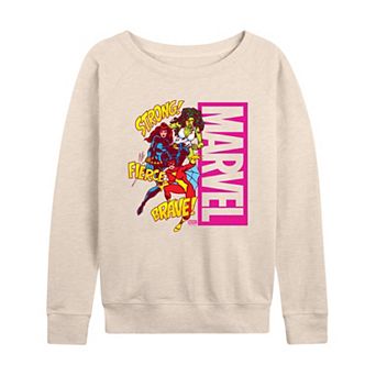 Women's Marvel Women Strong Fierce Brave French Terry Long Sleeve Tee