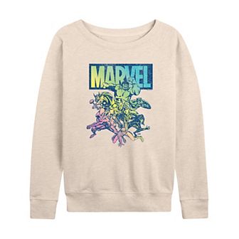 Women's Marvel Group Rainbow French Terry Long Sleeve Tee