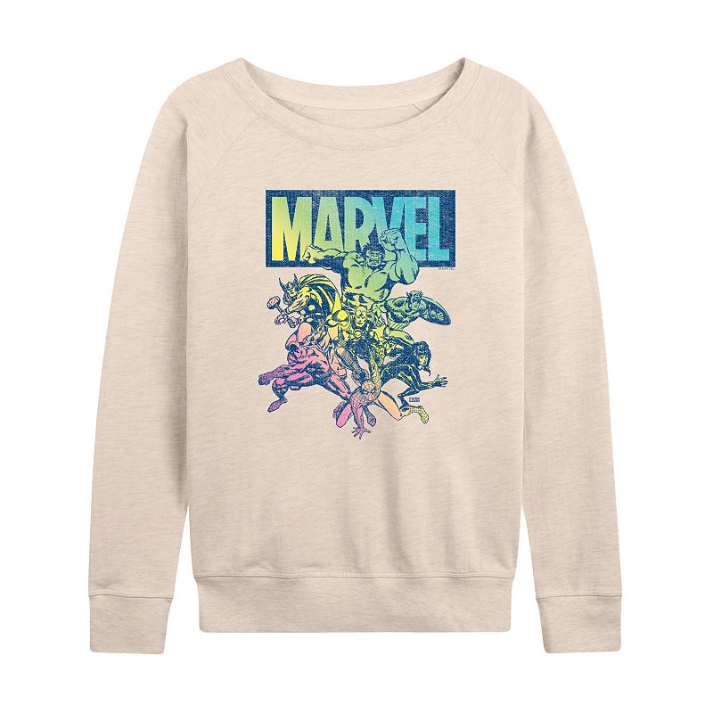 UPC 198848928997 product image for Women's Marvel Group Rainbow French Terry Long Sleeve Tee, Size: Medium, Beige | upcitemdb.com