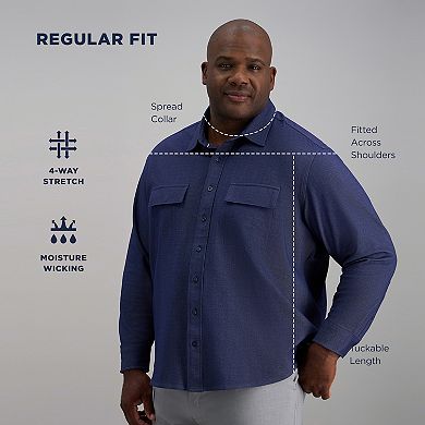 Big & Tall Haggar® Long Sleeve Herringbone Button-Down Shacket