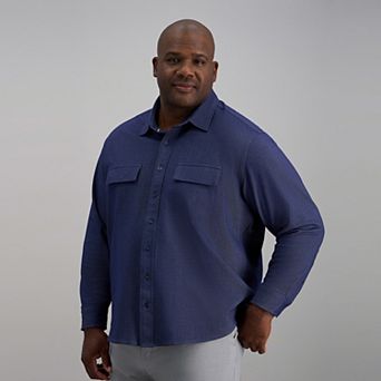 Big & Tall Haggar® Long Sleeve Herringbone Button-Down Shacket