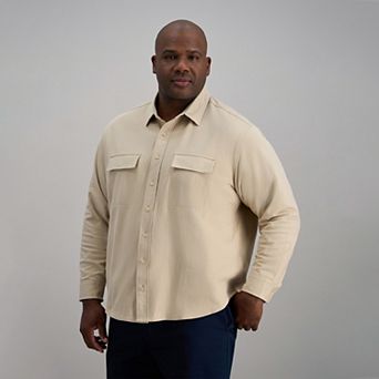 Big & Tall Haggar® Long Sleeve Herringbone Button-Down Shacket