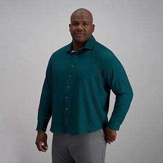 Big & Tall Haggar® Long Sleeve Performance Button-Down Print Shirt
