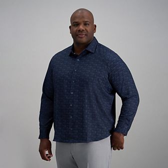 Big & Tall Haggar® Long Sleeve Performance Button-Down Print Shirt