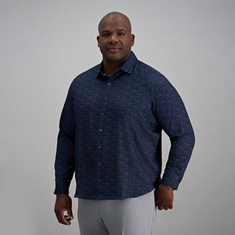 Big & Tall Haggar® Long Sleeve Performance Button-Down Print Shirt