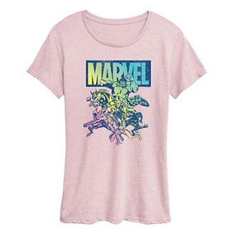 Women's Marvel Group Rainbow Graphic Tee