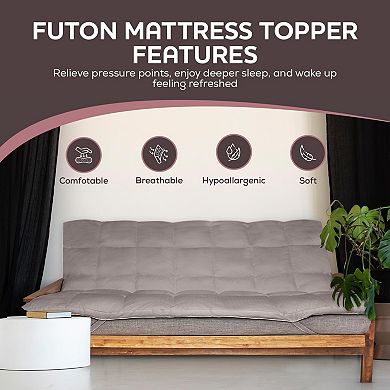 Circles Home Futton Mattress Topper With Plush Down Alternative Fill - 100% Cotton