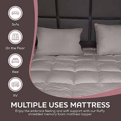 Circles Home Futton Mattress Topper With Plush Down Alternative Fill - 100% Cotton