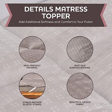 Circles Home Futton Mattress Topper With Plush Down Alternative Fill - 100% Cotton