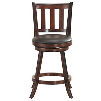 2 pc 360 Degree Swivel Wooden Counter Height Bar Stool Set with Cushioned Seat